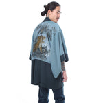 Reversible Dark Blue-Green Tiger Haori