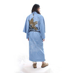 Blue Synthetic Kimono with Tiger