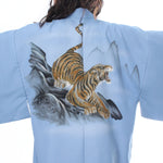 Blue Synthetic Kimono with Tiger