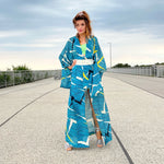 Turquoise Abstract Summer Kimono