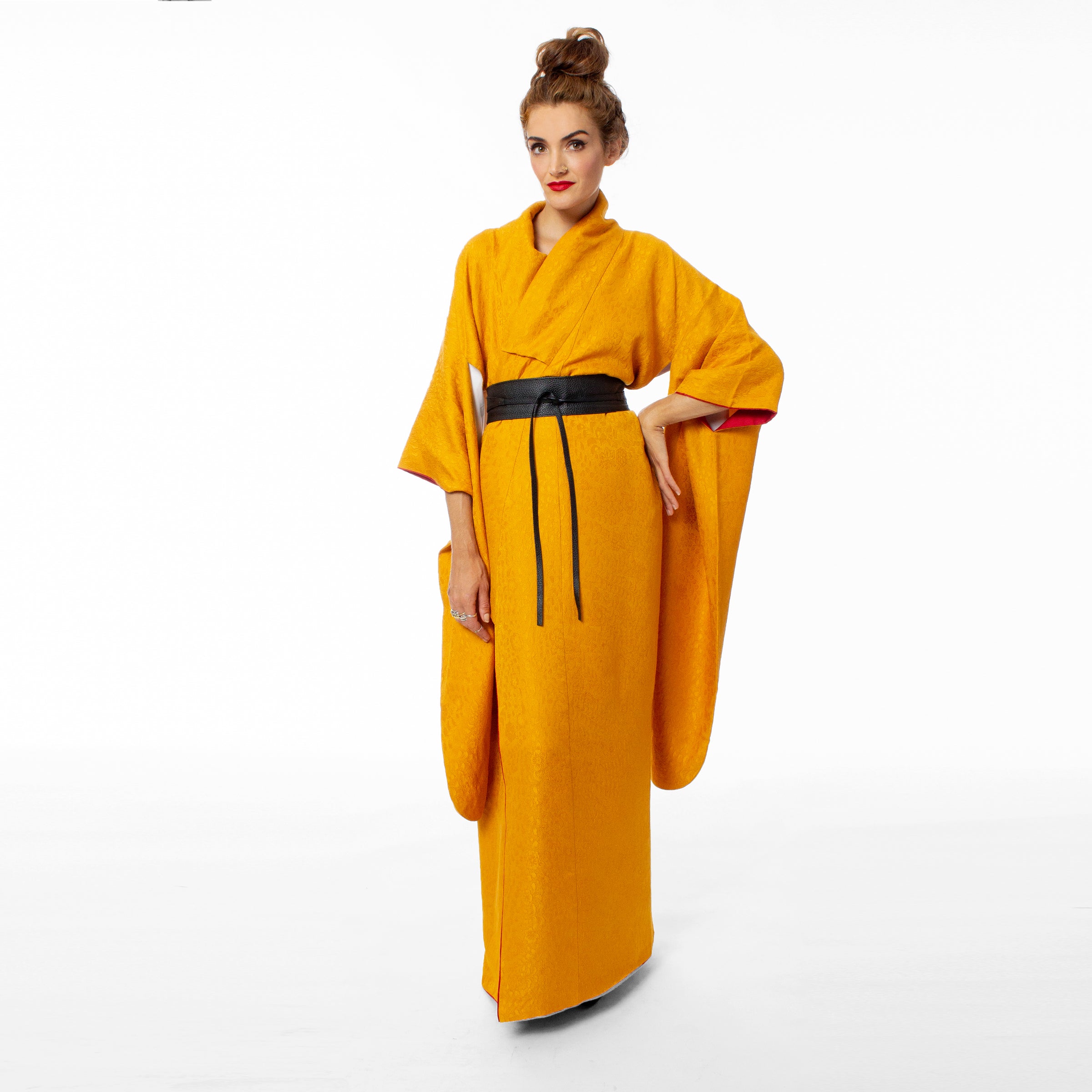 Mustard Gold Furisode Kimono Iki Kimono NYC Mustard Gold Furisode Kimono Iki Kimono NYC